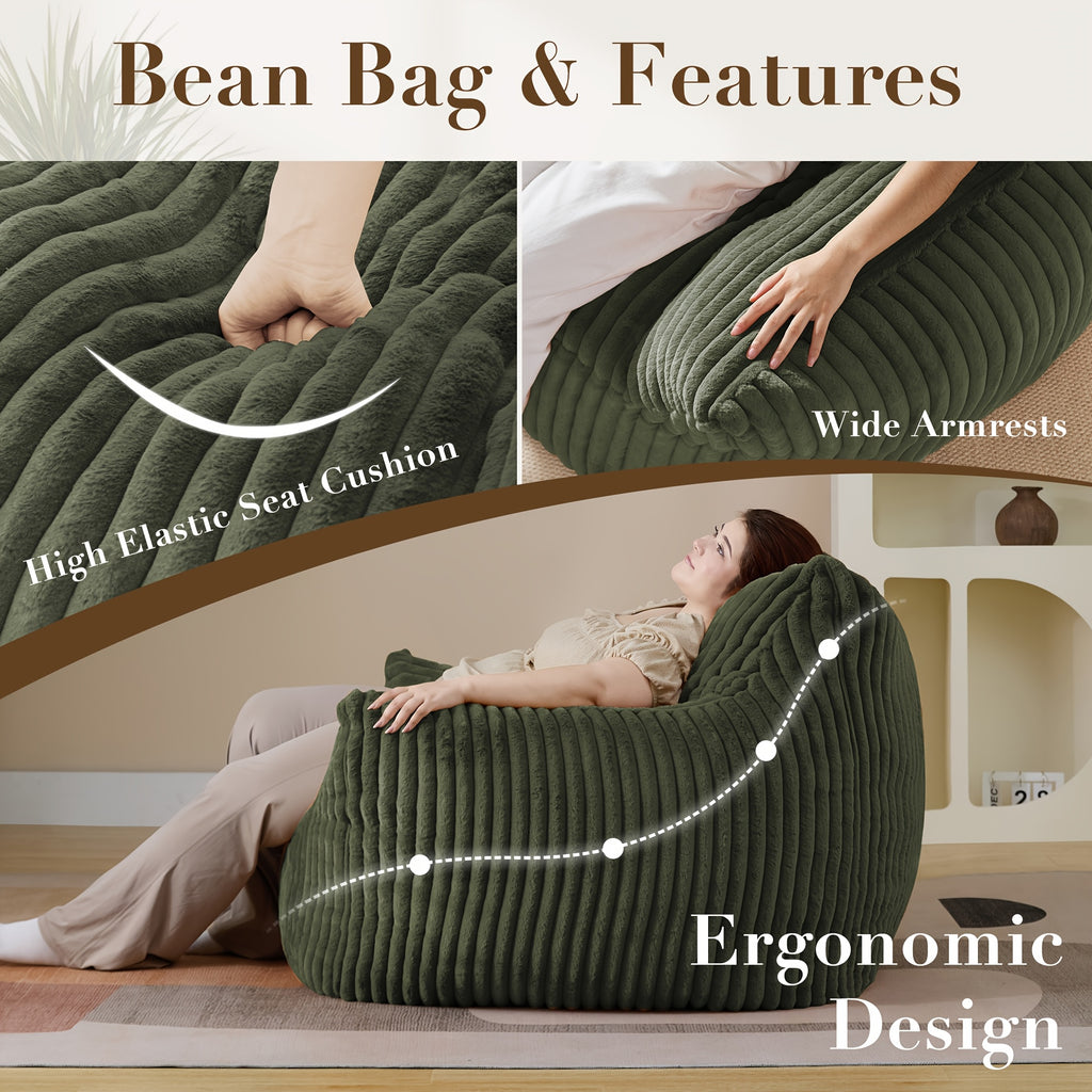 46 oversized corduroy memory foam bean bag chair comfy lazy - Temu