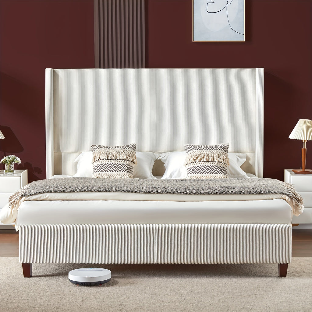 61 platform bed frame upholstered bed corduroy wingback - Temu