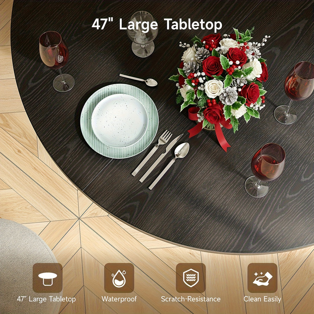 47 inch round dining table 4 circle kitchen table wood strip - Temu