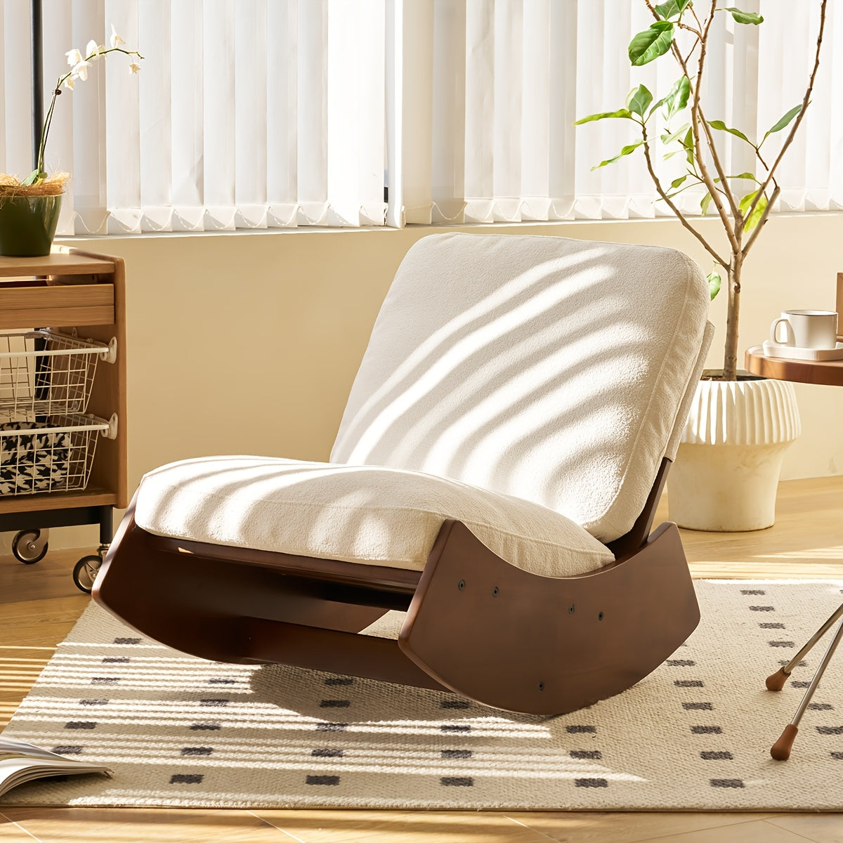 solid wood curved base armless   chair - Temu