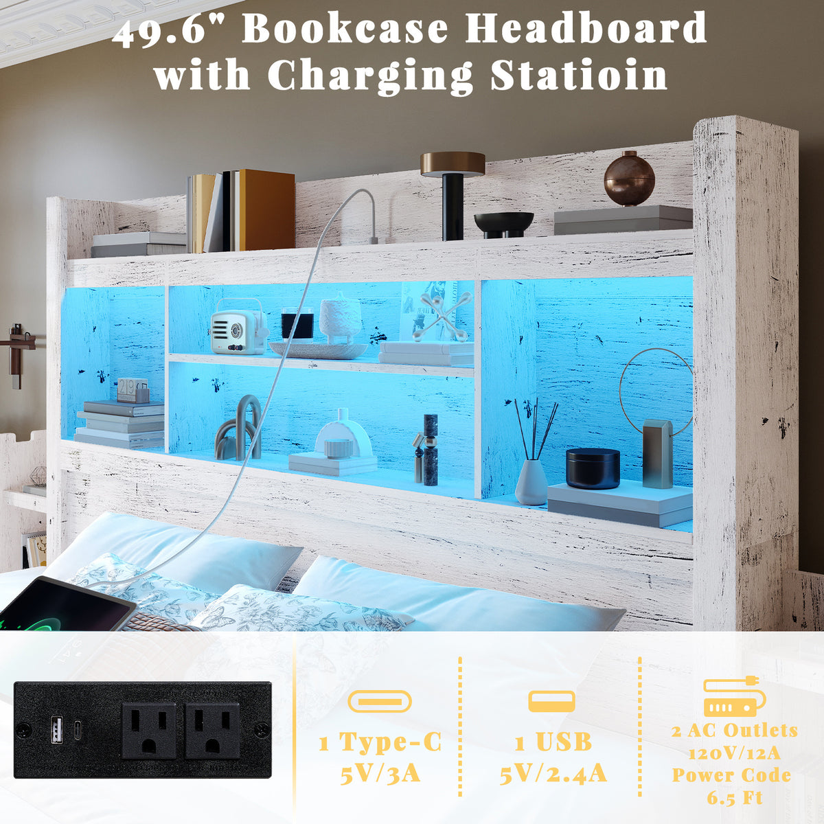 bed frame 49 6 inch bookcase headboard 4 drawers 2 - Temu