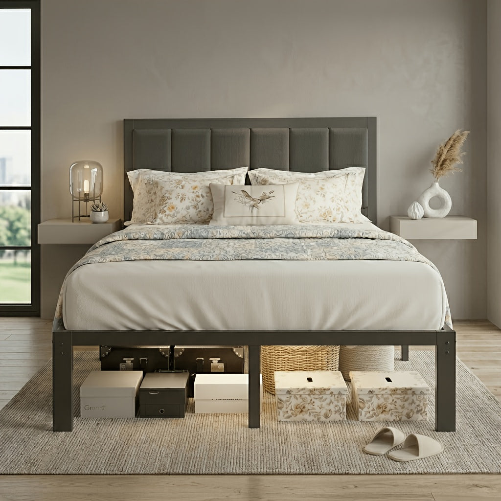 metal platform bed frame led lights charging station usb - Temu