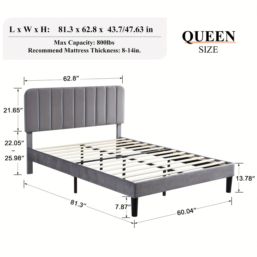 platform bed frame in velvet upholstery suitable full queen - Temu