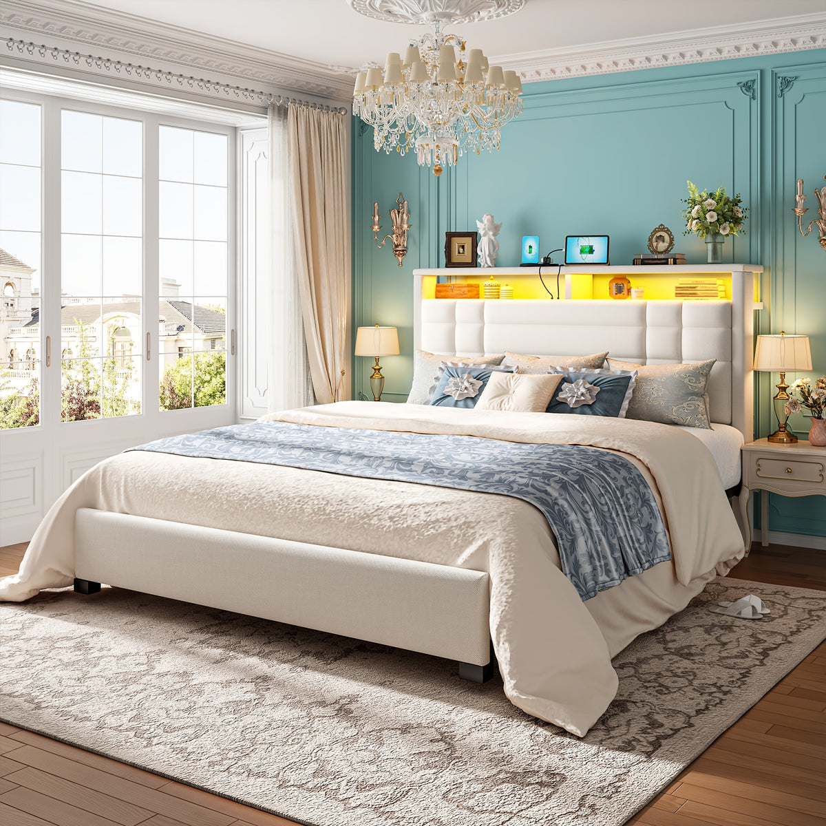 bed frame charging station led lights full bed frame 2 tier - Temu