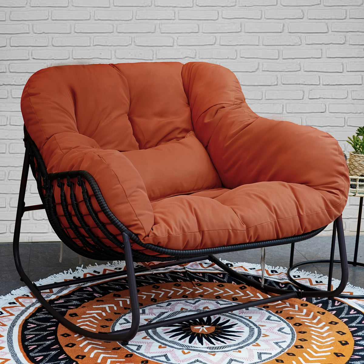 papasan rocking chair outdoor weather wicker papasan patio - Temu