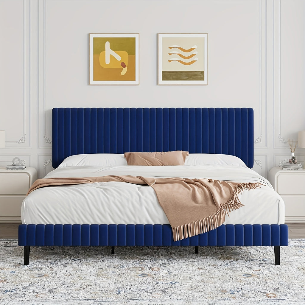 twin full queen king size bed frame velvet upholstered - Temu
