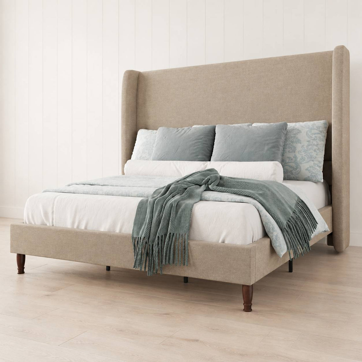 modern minimalist upholstered bed frame linen - Temu