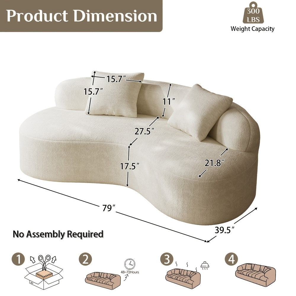 modern chenille compression curved sofa 2 throw pillows - Temu
