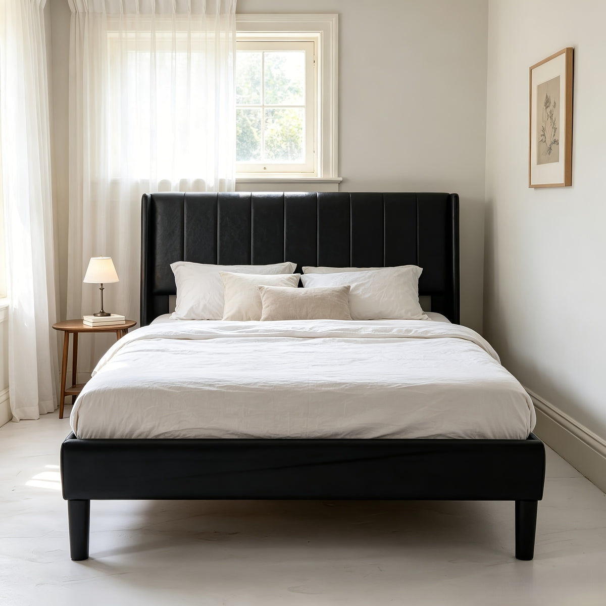 500 lbs capacity upholstered platform bed pu fleece fabric - Temu