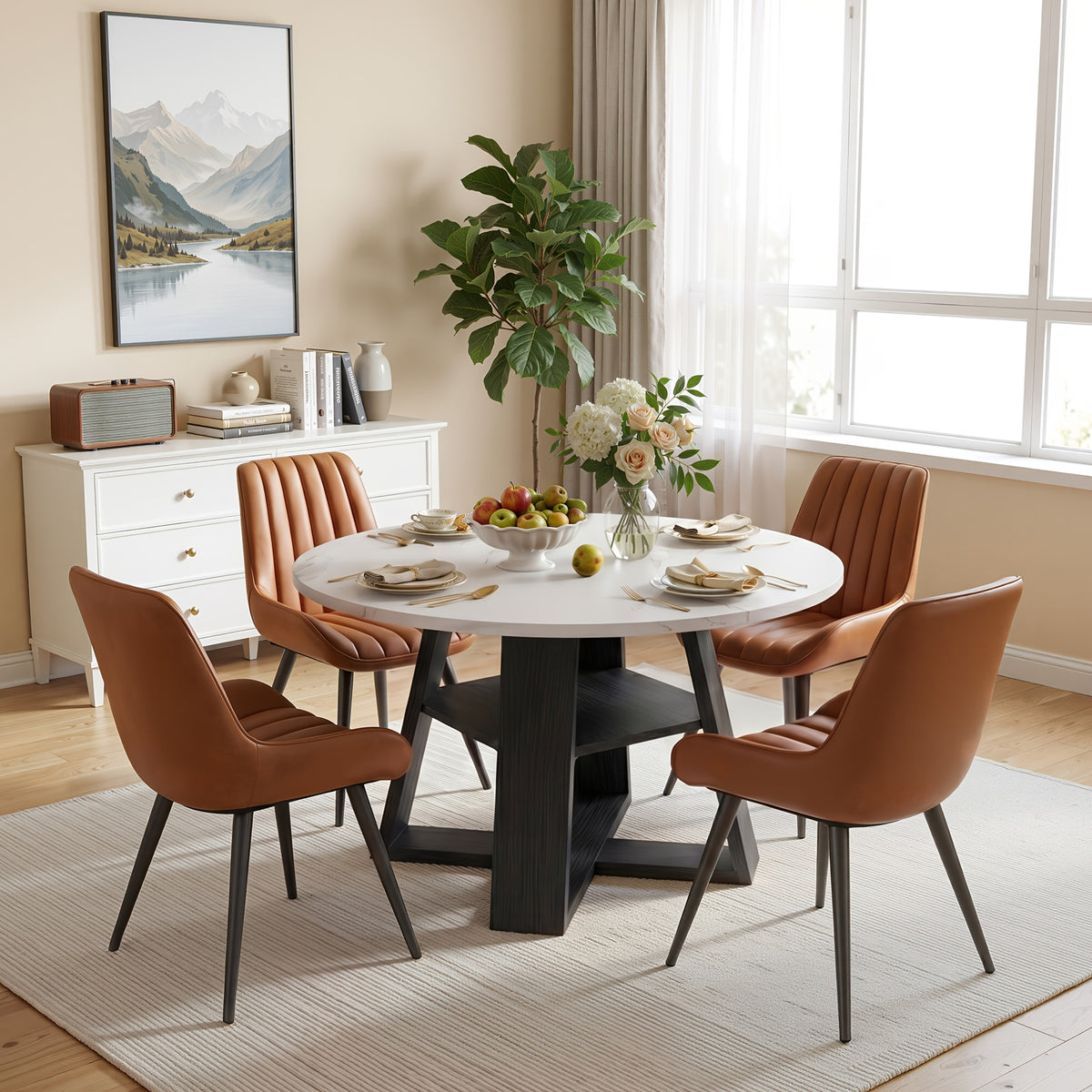 5pcs 43 3 round dining table set   table 4 chairs - Temu