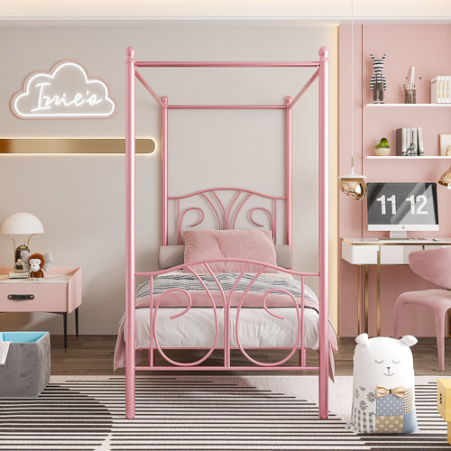 1 set   metal twin size canopy bed frame footboard - Temu