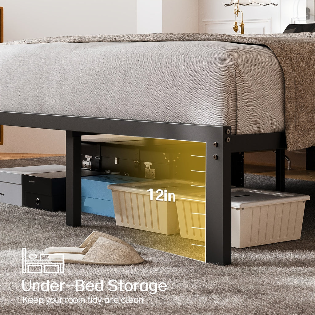 metal platform bed frame led lights charging station usb - Temu