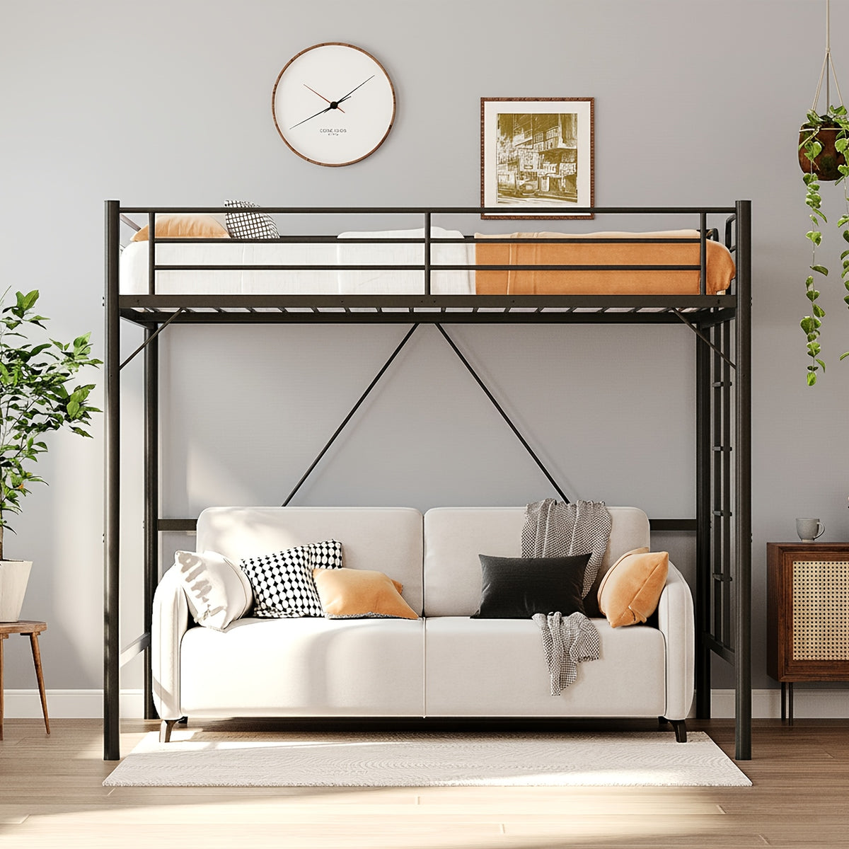 heavy duty loft bed   full size metal frame reinforced - Temu