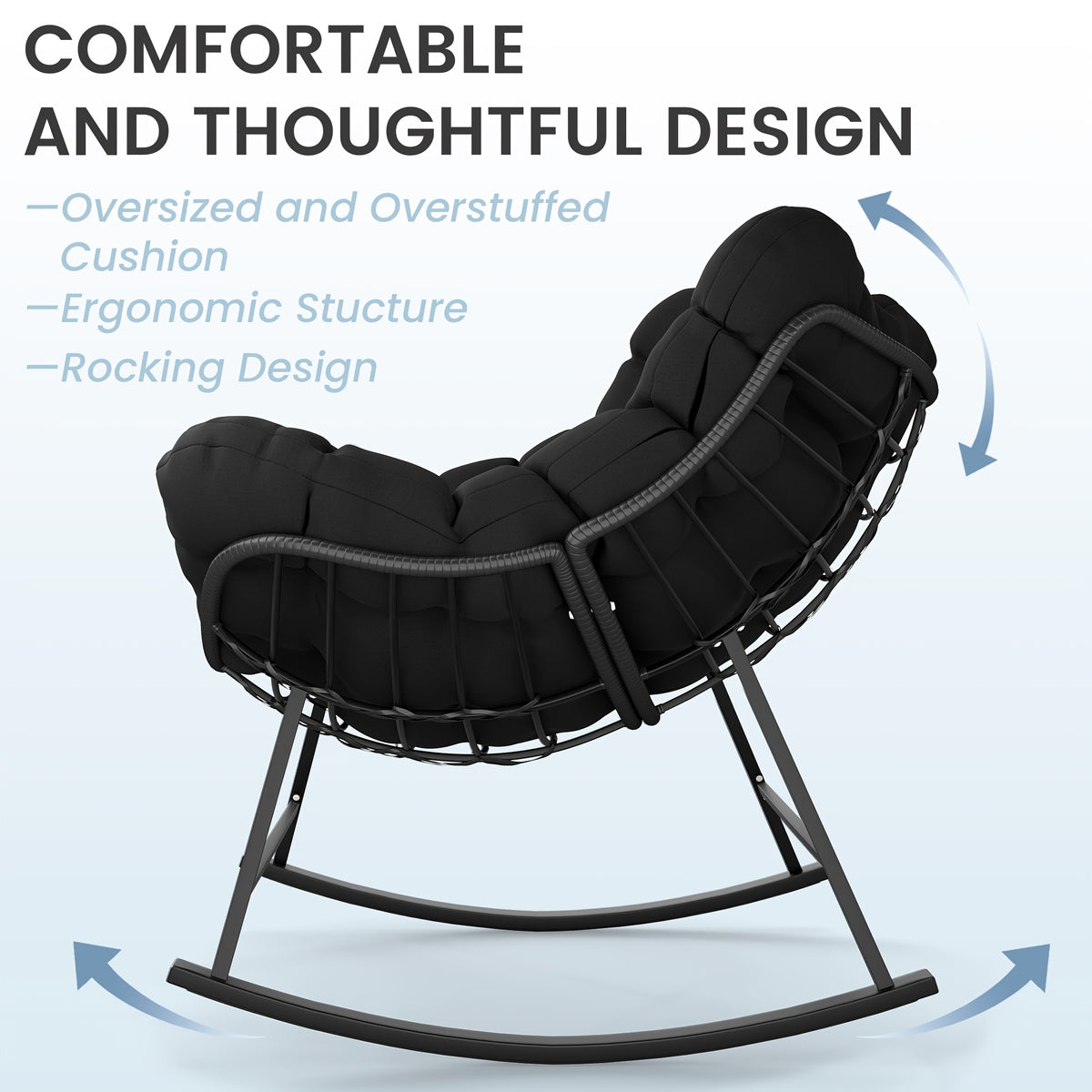 oversized comfy papasan rocking chair egg style - Temu