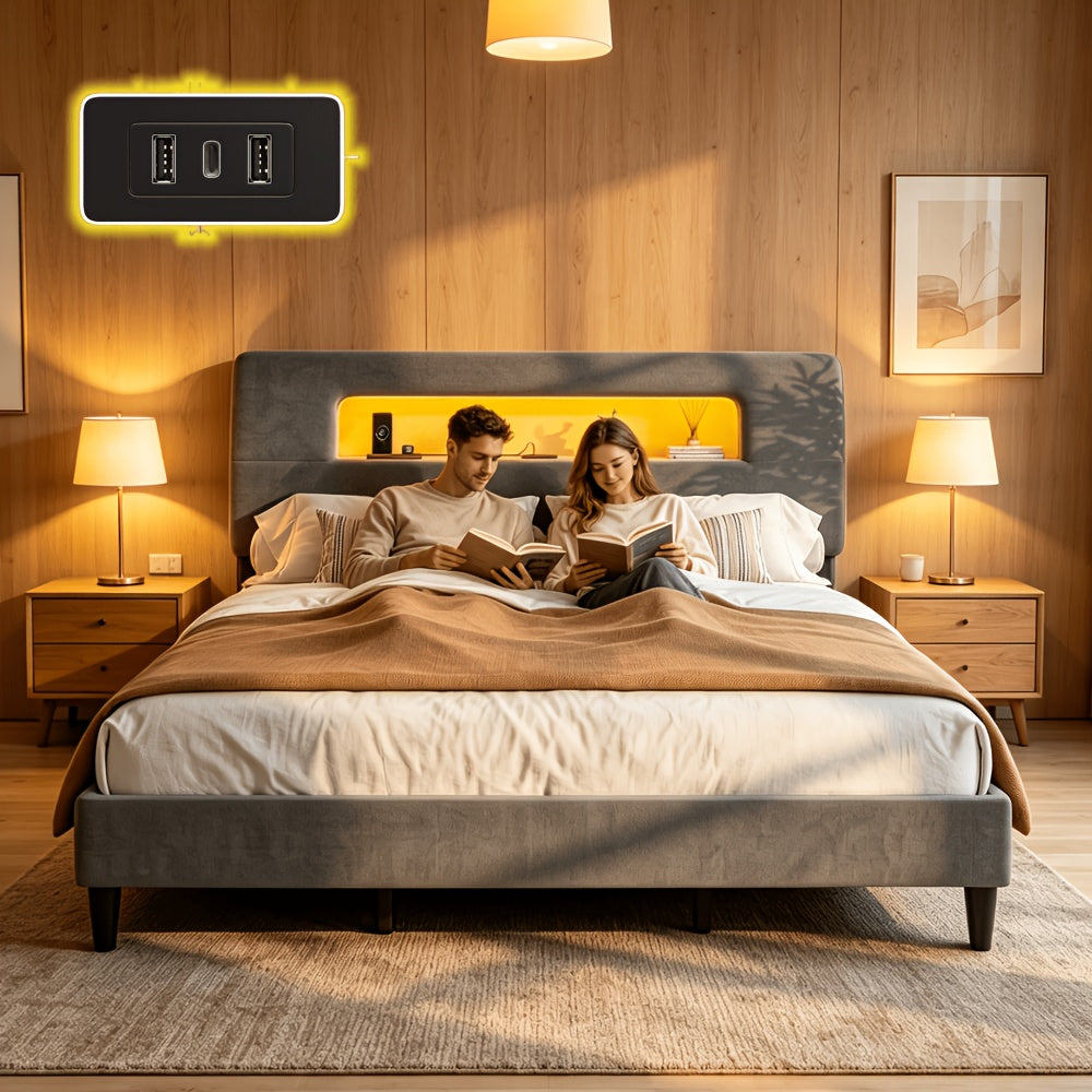 king queen full twin bed frame velvet material soft - Temu