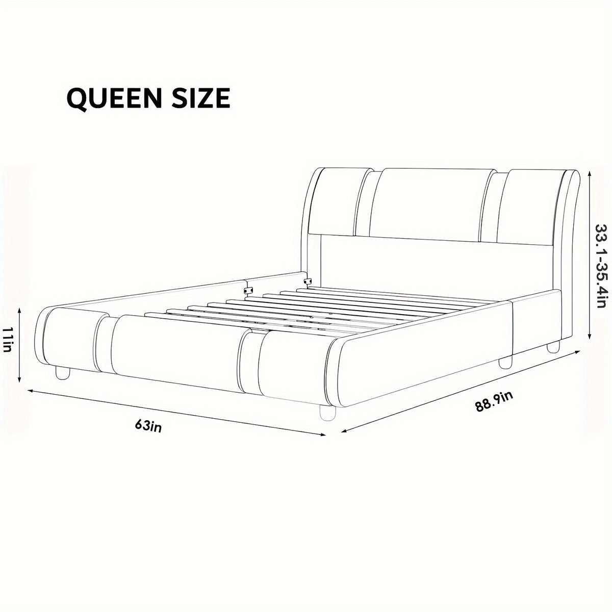contemporary platform bed frame made faux leather featuring - Temu