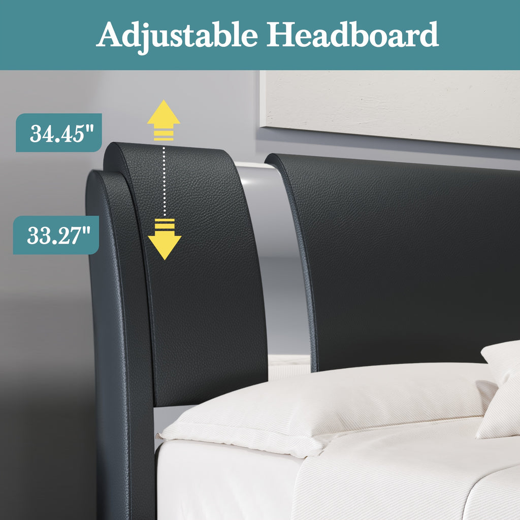 modern faux leather bed frame iron pieces decor low - Temu