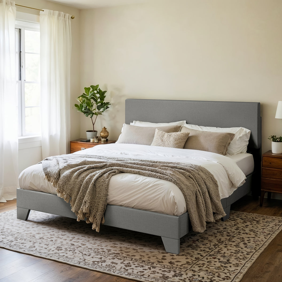 upholstered platform bed in full queen king sizes an - Temu