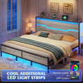 bed frame usb ports led lights headboard shelf heavy duty - Temu