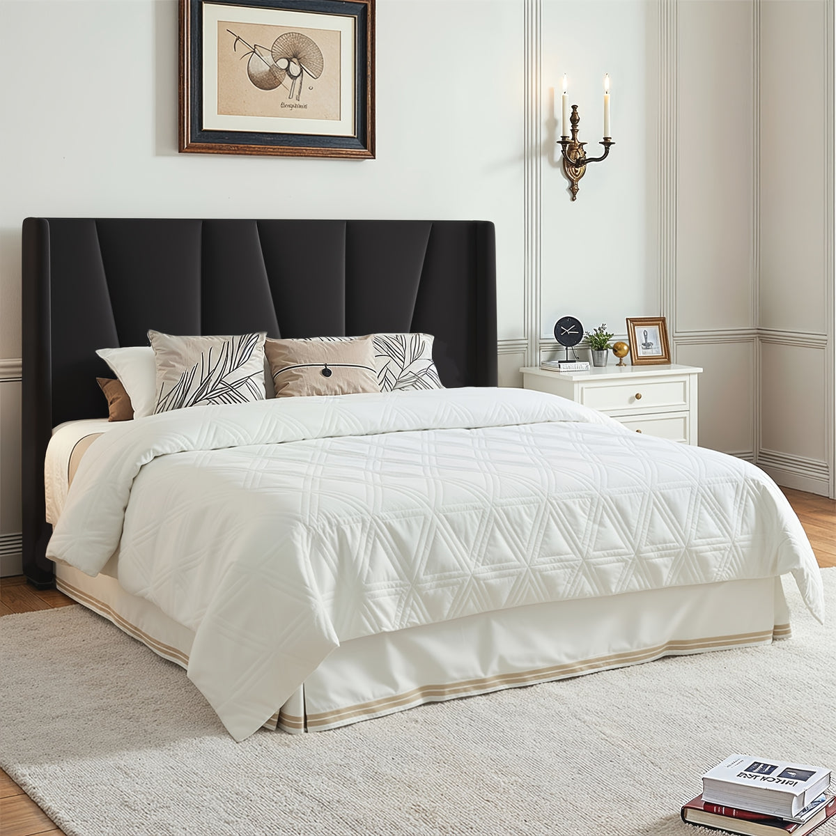 boho chic velvet bed frame geometric wingback - Temu