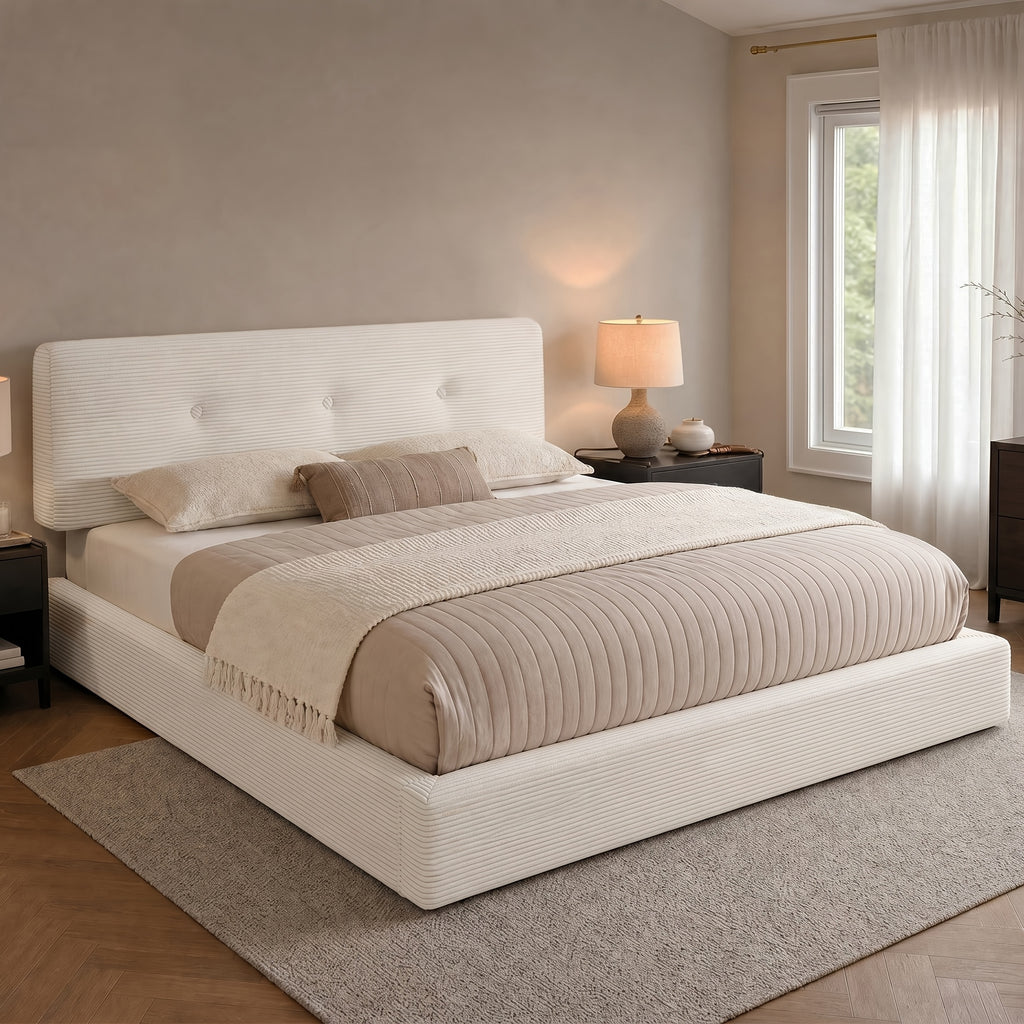 cloud bed frame adjustable headboard upholstered corduroy - Temu