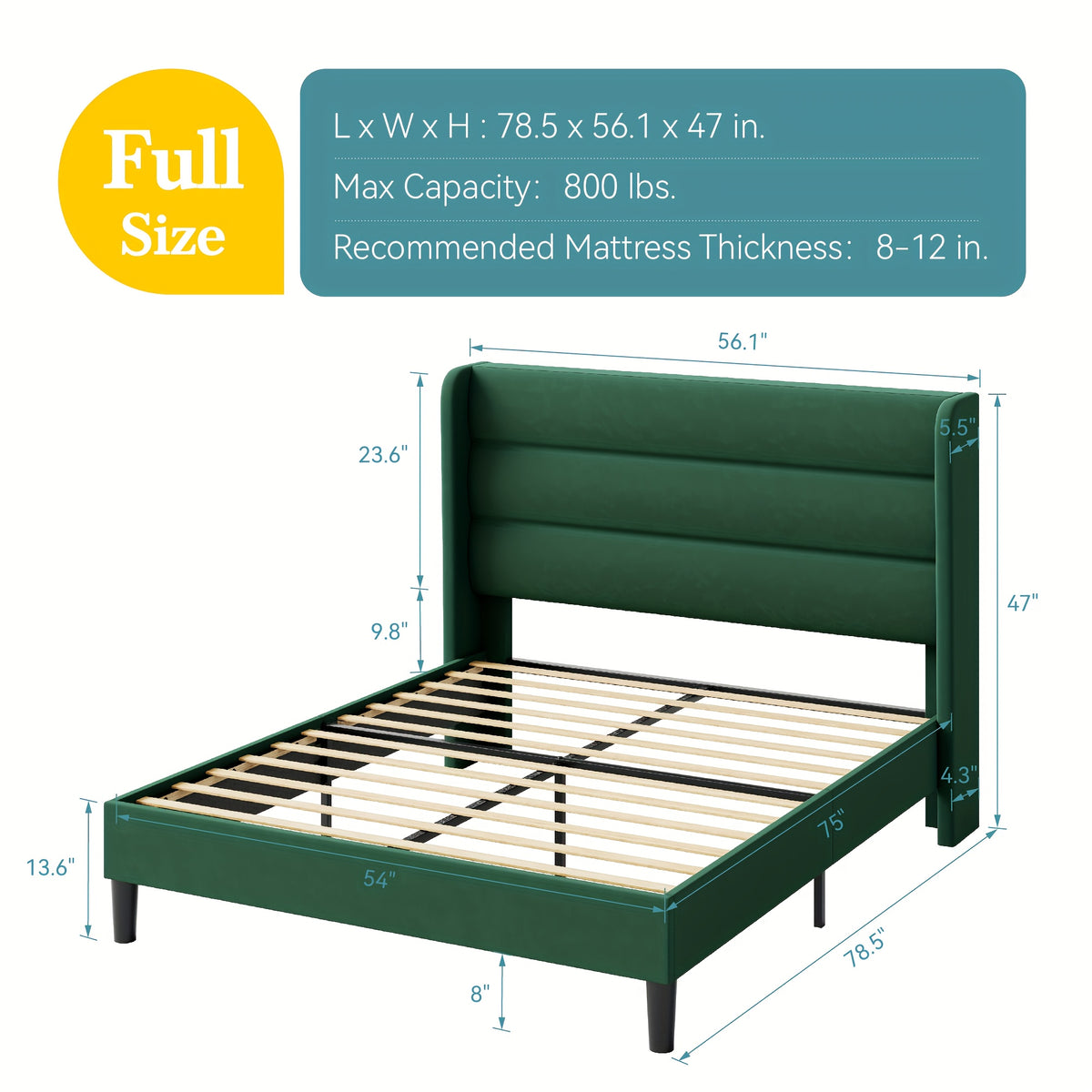 modern wingback platform bed frame velvet upholstered - Temu