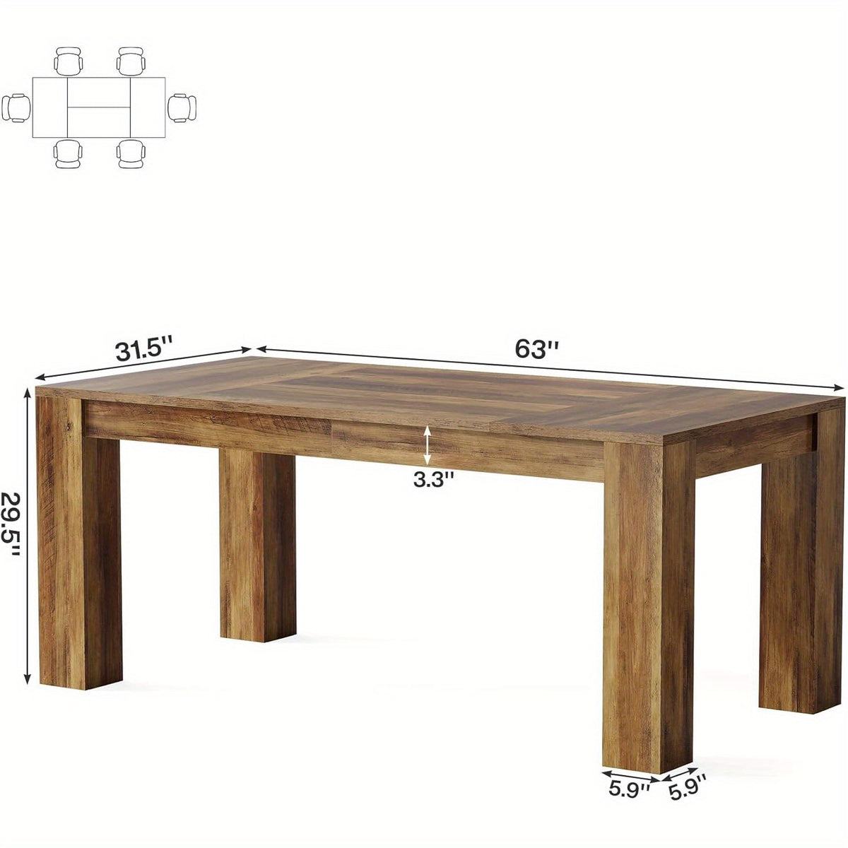 63 inch dining table 4 6 people rectangular kitchen dinner - Temu
