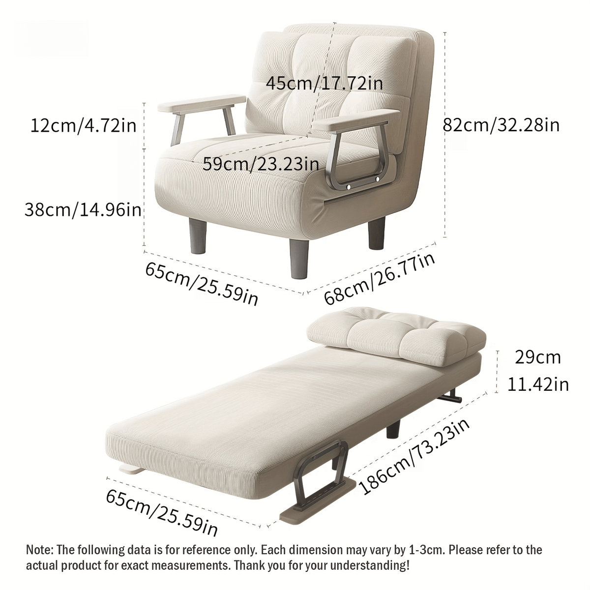 large folding chair bed silvery armrest corduroy sofa 5 - Temu
