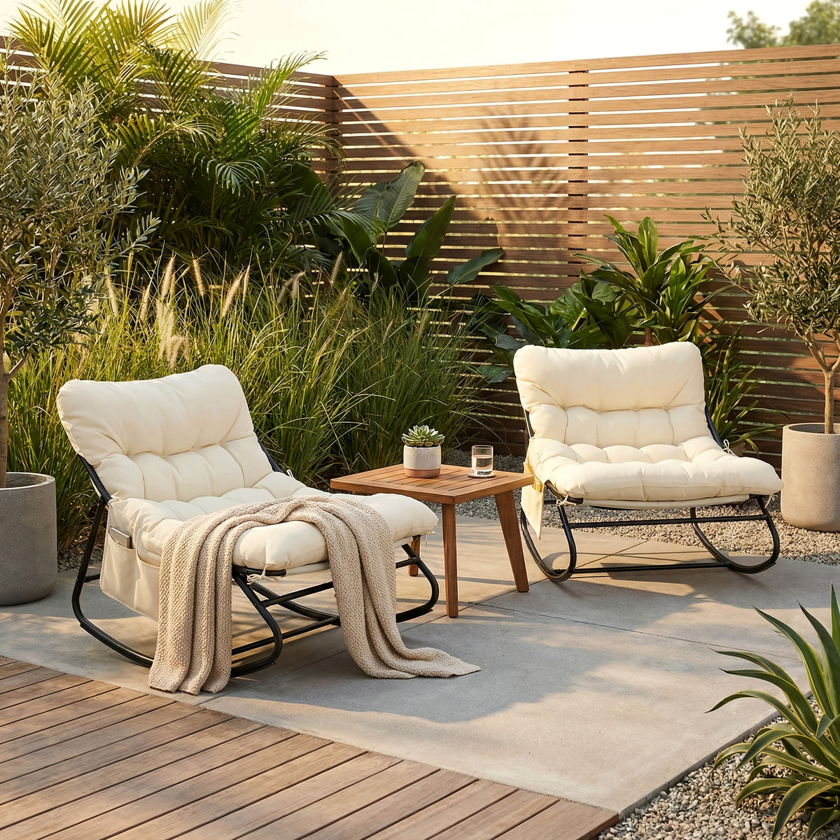 outdoor papasan rocking chair lounge chair cushion sturdy - Temu