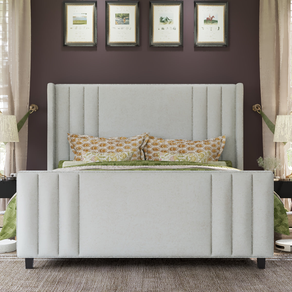 king size bed frame velvet upholstered platform bed frames - Temu
