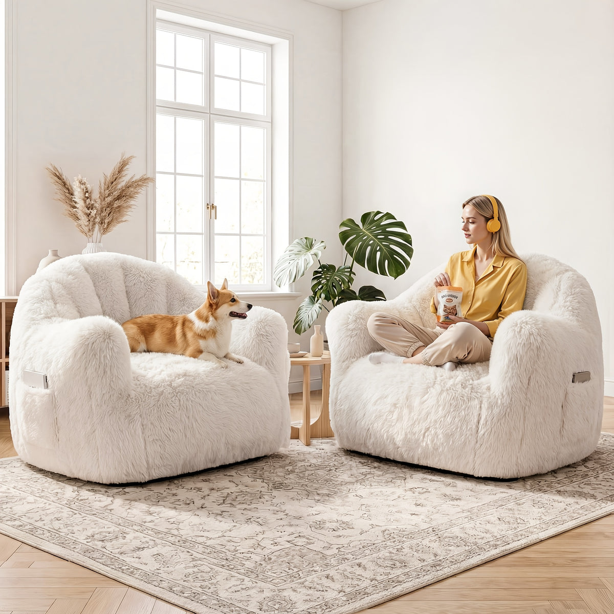fluffy   bag chair armrests   - Temu