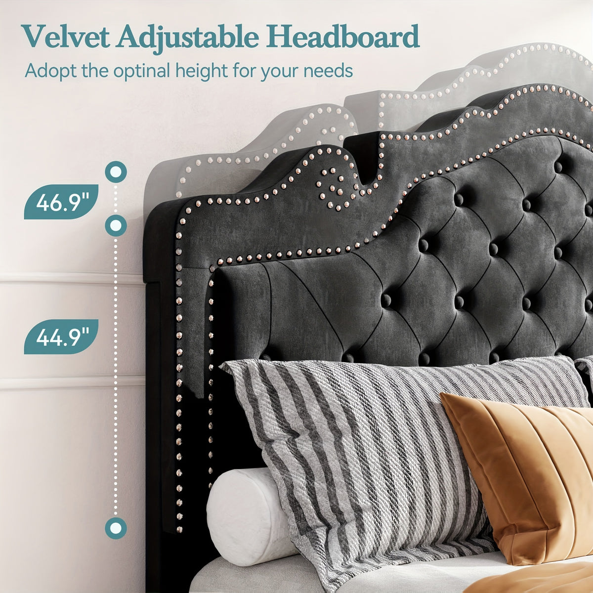 full queen king size bed frame adjustable velvet - Temu