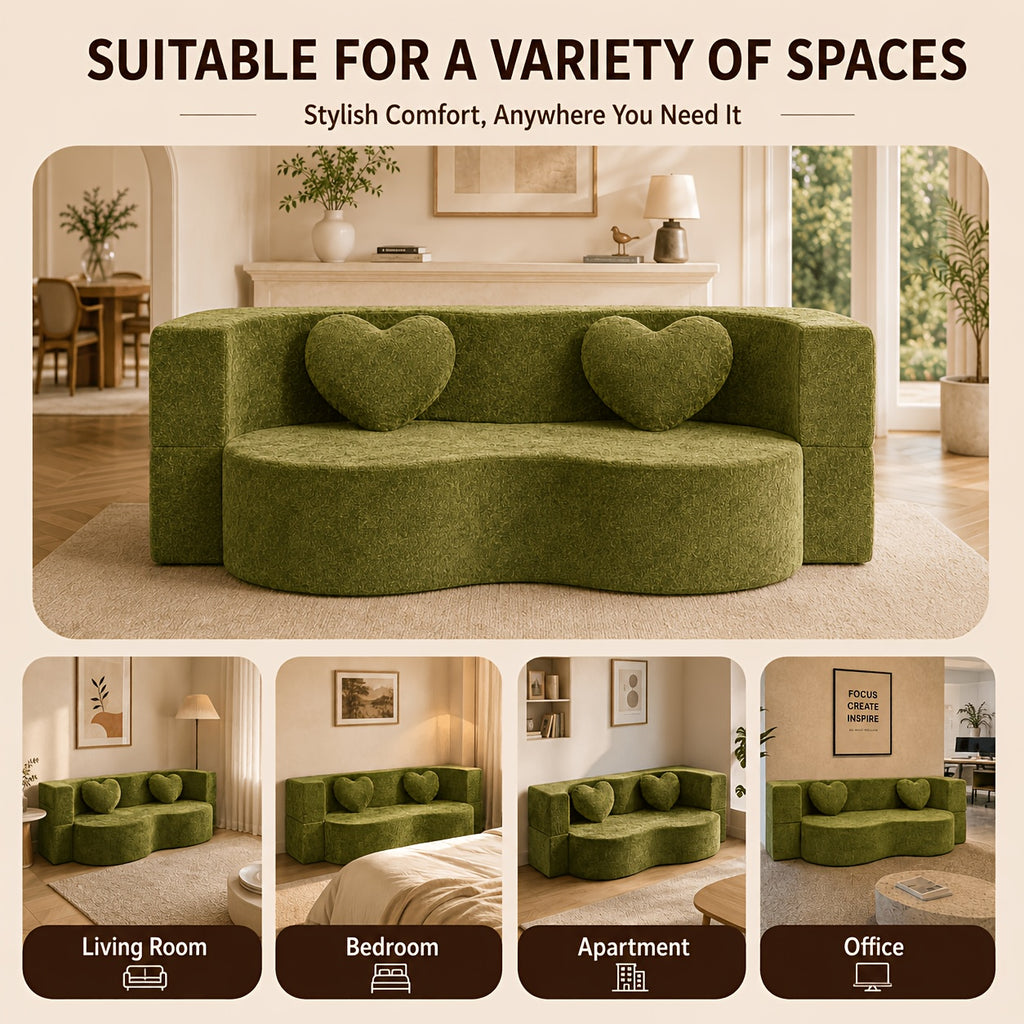 modern 2 in 1 convertible loveseat sofa bed curved sleeper - Temu