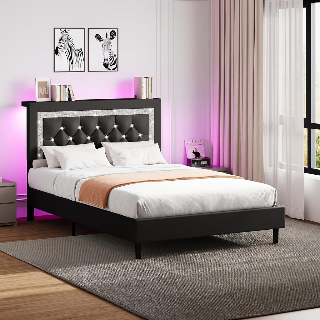 twin full queen king size bed frame storage headboard - Temu