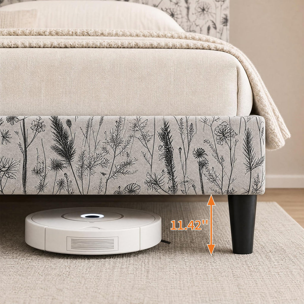 upholstered bed frame botanical floral print platform bed - Temu