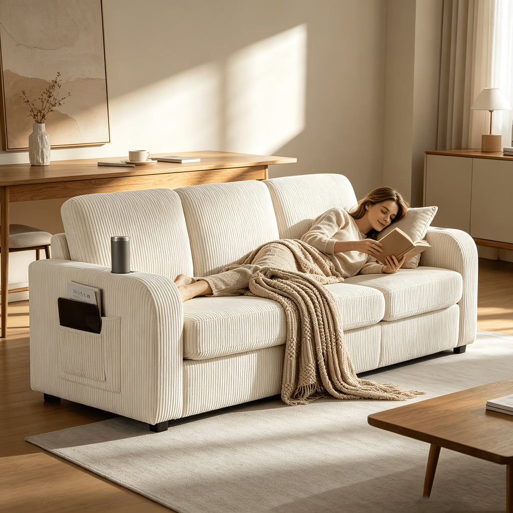 87 4 oversized 3 seater corduroy couch modern upholstered - Temu