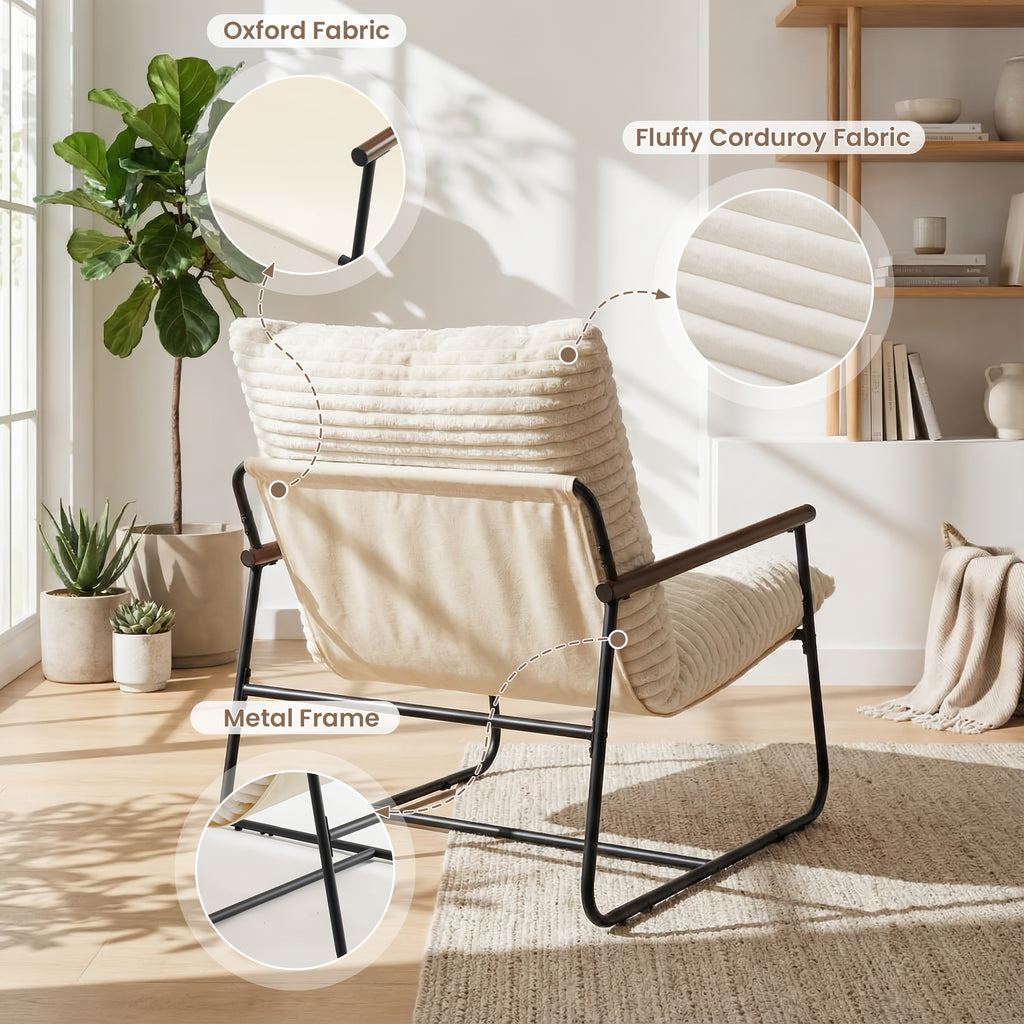 armchair wood armrests oversized corduroy lazy - Temu
