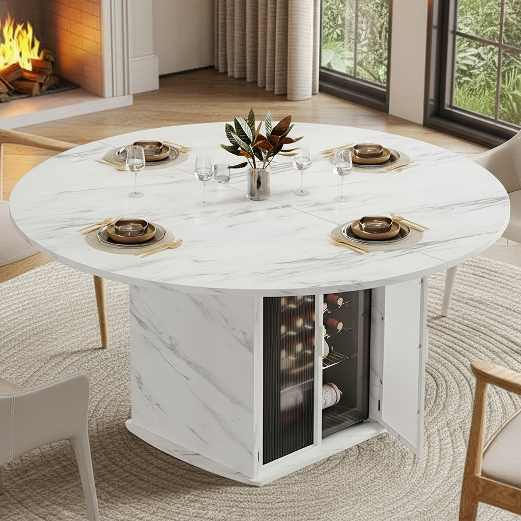 47 modern round dining table storage fridge space suitable 4 - Temu