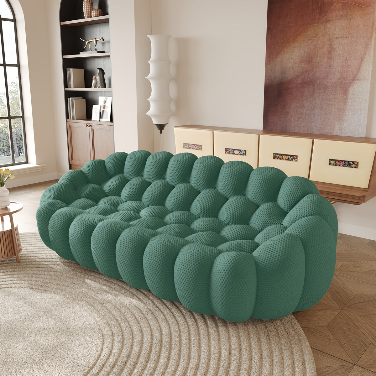 100 03 modern upholstered curved sofa 3 seater mesh fabric - Temu