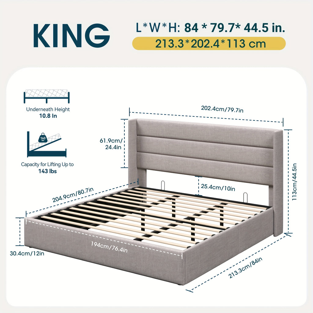 lift storage bed modern wingback upholstered - Temu