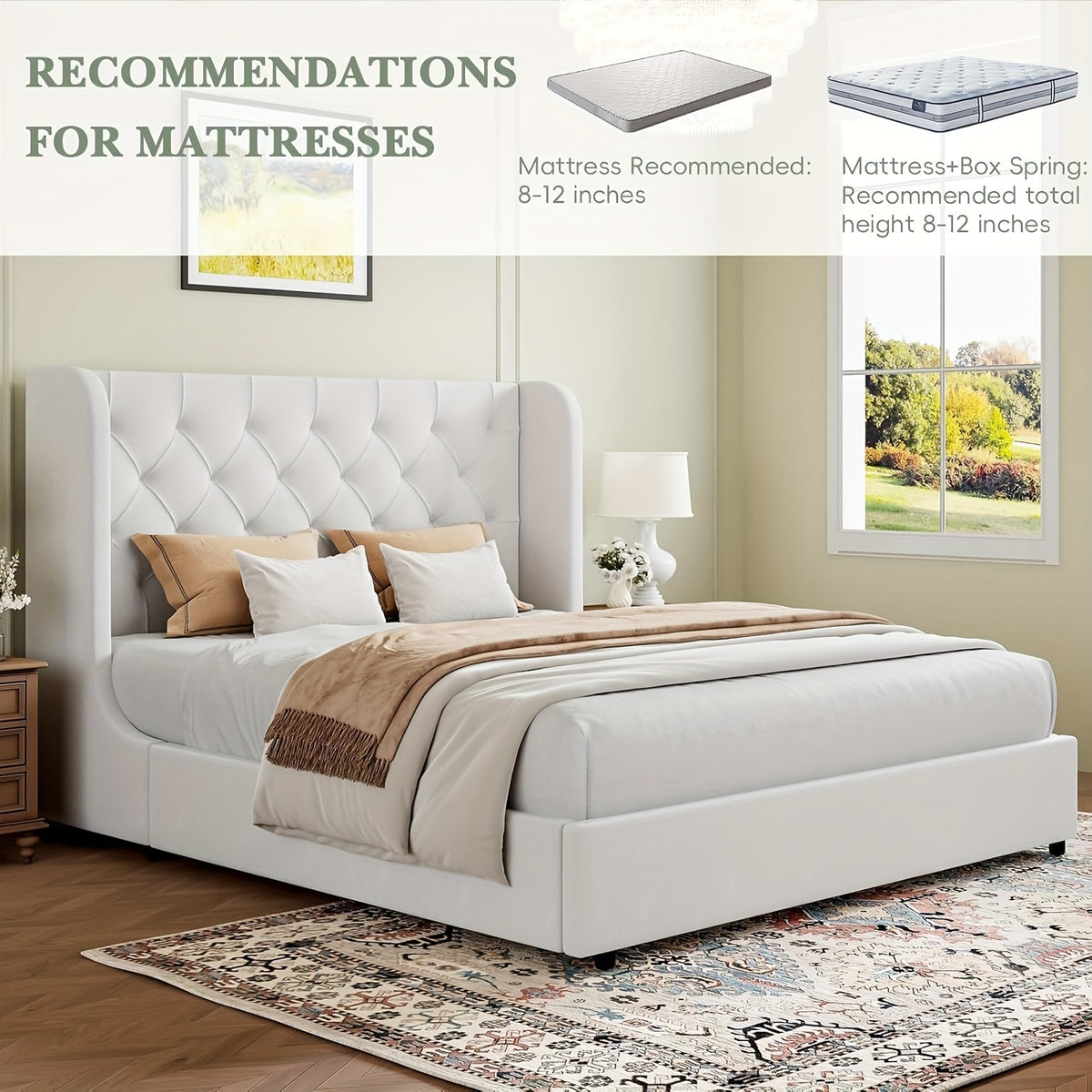 upholstered bed frame a full queen king size featuring a - Temu