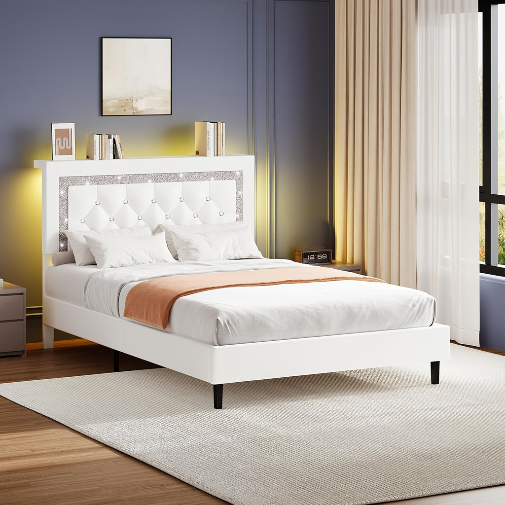twin full queen king size bed frame storage headboard - Temu