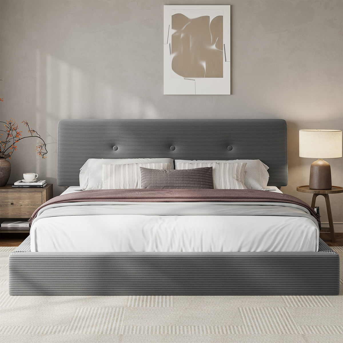 cloud bed frame adjustable headboard upholstered soft king - Temu