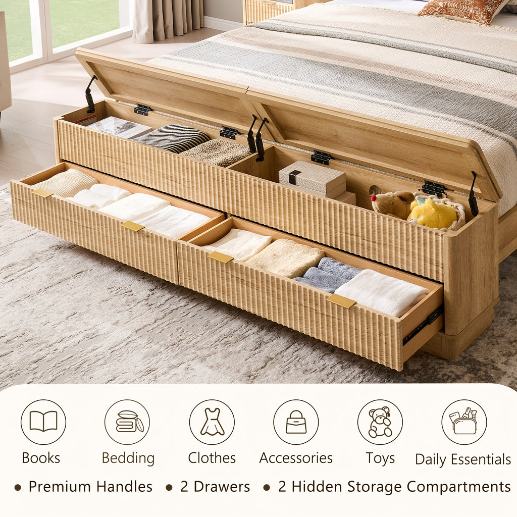 space saving upholstered platform bed in king queen sizes - Temu