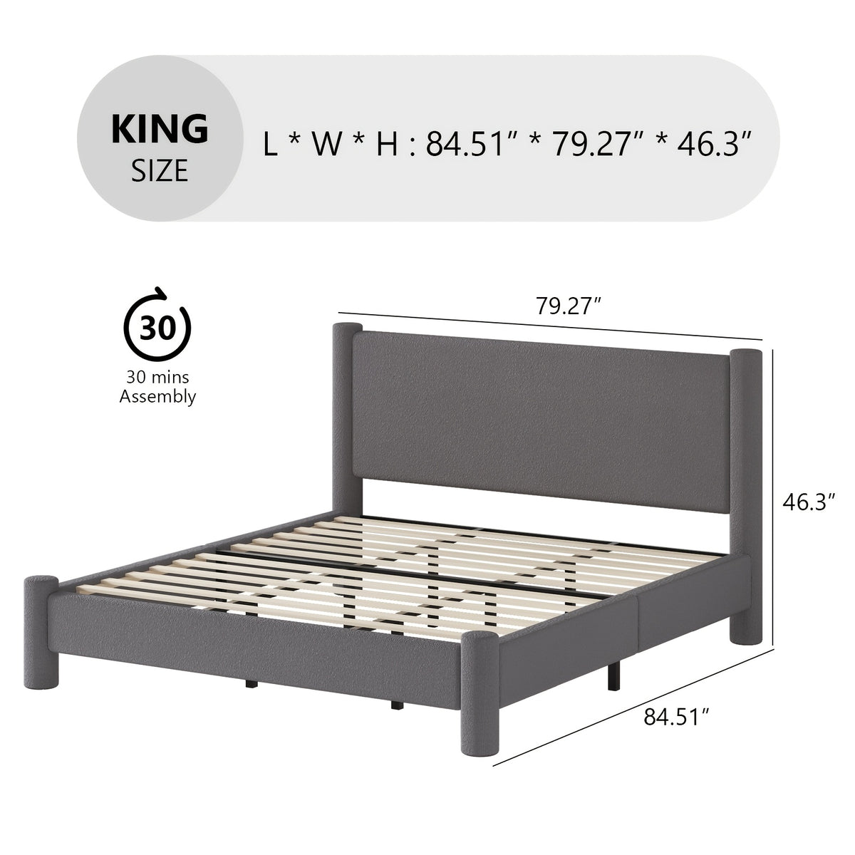 soft boucle upholstered bed frame headboard twin full queen - Temu