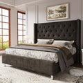 velvet upholstered bed frame wingback headboard no - Temu