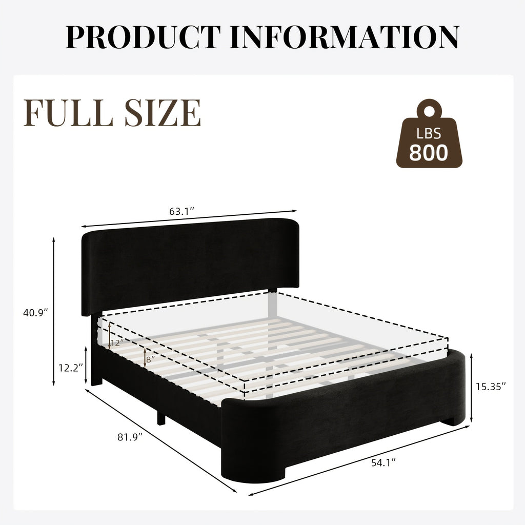 curved headboard footboard full queen size bed frame velvet - Temu