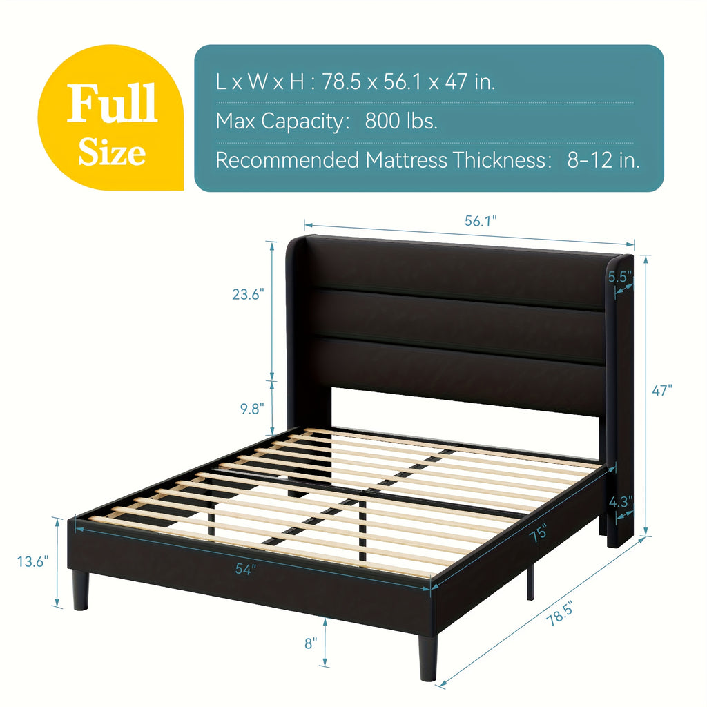 modern wingback platform bed frame velvet upholstered - Temu