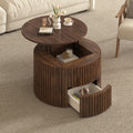 round lift top coffee table modern fluted wood accent table - Temu