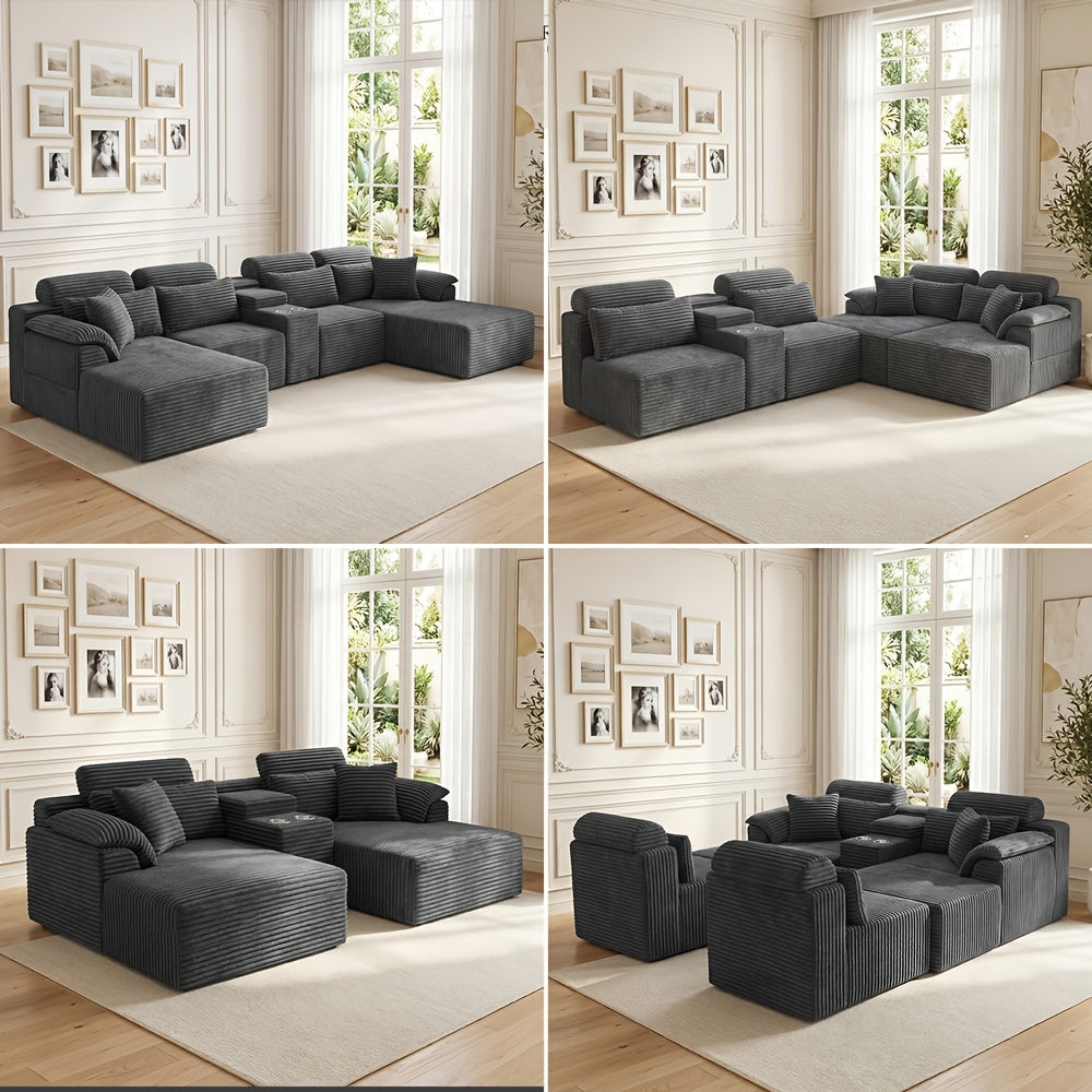 luxury u shaped modular living room sofa cup holders - Temu